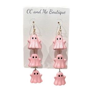 Pink Ghosts Dangle Earrings | Cute Halloween Spooky Jewelry                   C1